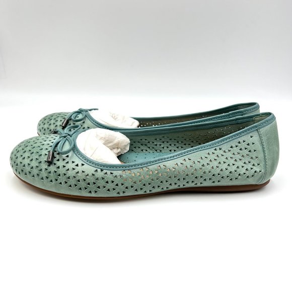 Softwalk Womens Size 9 Napa Laser Blue Green Leather Comfort Ballet Flats Shoes - Picture 6 of 13